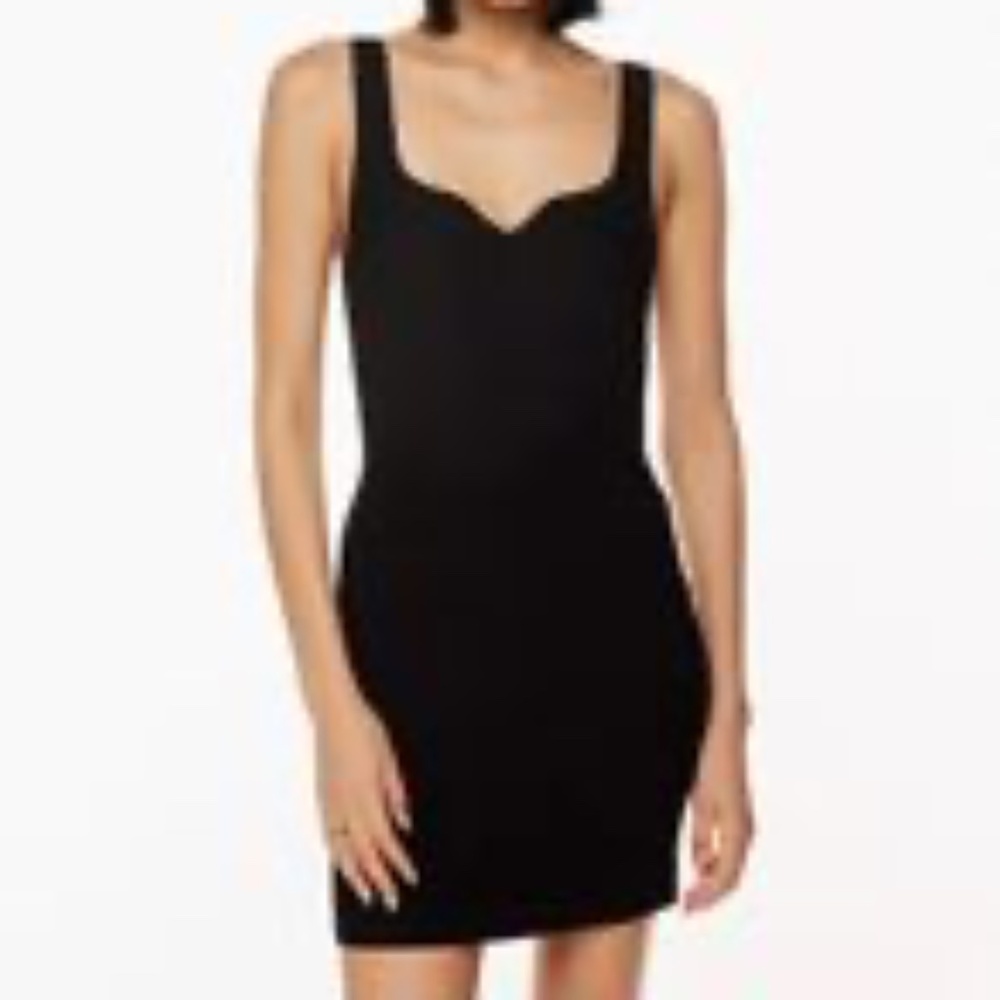 Babaton Sculpt Knit Notch Dress, Black Mini Dress, Size Large